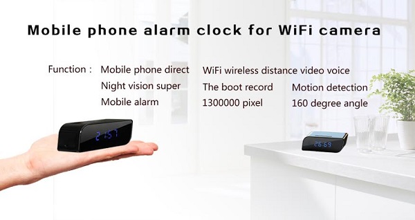 Wifi alarm clock HD camera spy hidden night vision andriod iphone