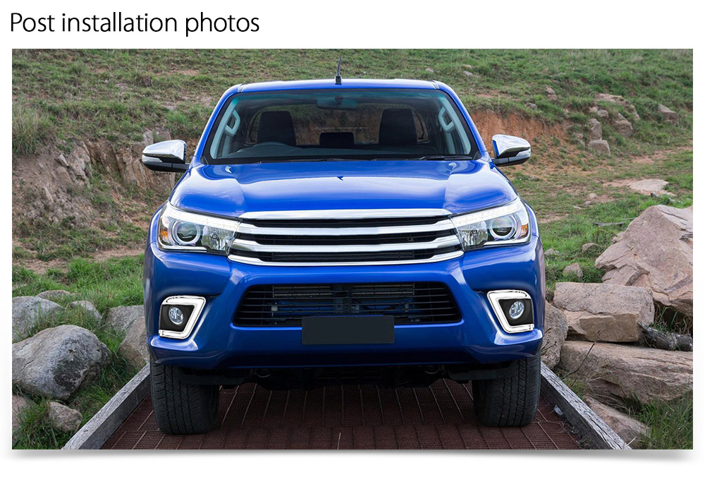 DRL02 Toyota Hilux 8th Generation Gen Series AN120 AN130 SR SR5 Workmate Hi-Rider Icon Active Invincible LED Fog Light UK United Kingdom USA Australia Europe Daytime Day Running Light DRL Day-Running-Light Lamp Front Lights With Turn Indicator Signal Light Amber White For Car Aftermarket Pair 2015 2016 2017 2018 