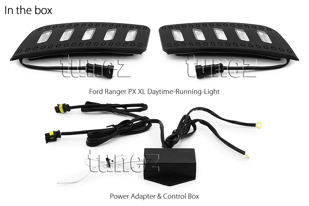 DRL05 Ford Ranger PX1 PX 1 MK1 Series MKI T6 Wildtrak XL XLS XLT LED Fog Light UK United Kingdom USA Australia Europe Daytime Day Running Light DRL Day-Running-Light Lamp Front Lights Light White For Car Aftermarket Pair 2011 2012 2013 2014 2015 Limited2 Limited