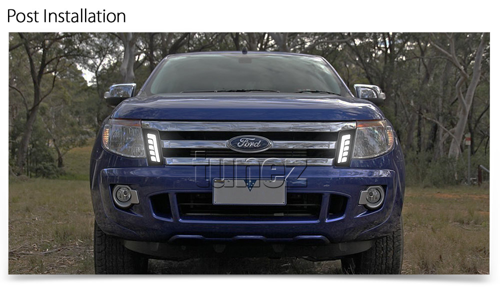 DRL07 Ford Ranger PX1 PX 1 MK1 Series MKI T6 Wildtrak XL XLS XLT LED Fog Light UK United Kingdom USA Australia Europe Daytime Day Running Light DRL Day-Running-Light Lamp Front Lights Light White For Car Aftermarket Pair 2011 2012 2013 2014 2015 Limited2 Limited