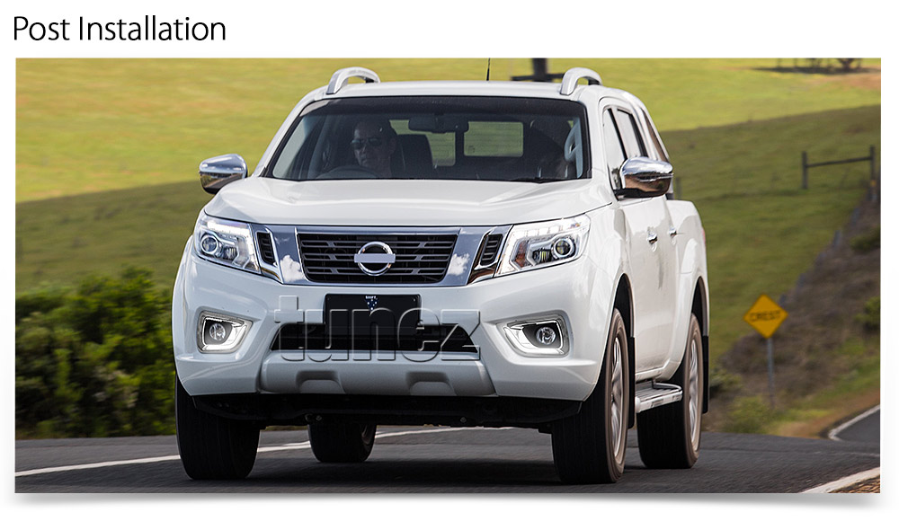 DRL09 Nissan Navara NP300 NP 300 D23 Series DX RX ST ST-X SL Visia Acenta Acenta+ N-Connecta Tekna LED Fog Light UK United Kingdom USA Australia Europe Daytime Day Running Light DRL Day-Running-Light Lamp Front Lights Light White Set Kit For Car Aftermarket Pair 2014 2015 2016 2017 2018 