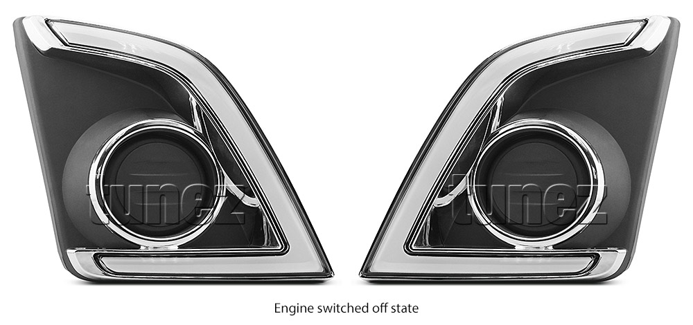 DRL10 Isuzu D-Max DMax RT85 Facelift 2nd generation gen Series EX SX LS-U LS-M X-Runner 2017 2018 2019 LED Fog Light Foglight UK United Kingdom USA Australia Europe Daytime Day Running Light DRL Day-Running-Light Lamp Front Lights Light White Set Kit For Car Turn Signal Indicator Amber Dimmed Dimmer Dim Aftermarket Pair 