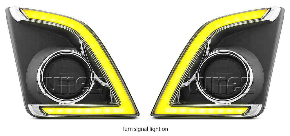 DRL10 Isuzu D-Max DMax RT85 Facelift 2nd generation gen Series EX SX LS-U LS-M X-Runner 2017 2018 2019 LED Fog Light Foglight UK United Kingdom USA Australia Europe Daytime Day Running Light DRL Day-Running-Light Lamp Front Lights Light White Set Kit For Car Turn Signal Indicator Amber Dimmed Dimmer Dim Aftermarket Pair 