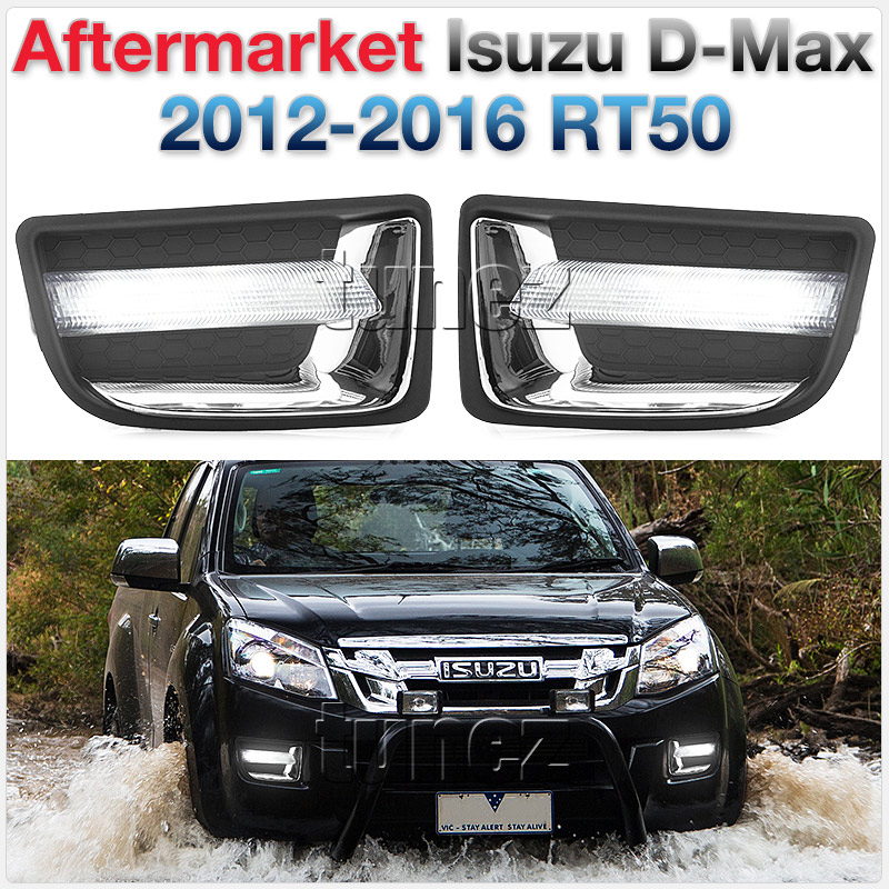 DRL11 Isuzu D-Max 2nd Generation Gen 2011 2012 2013 2014 2015 2016 RT50 LS-M LS-Terrain LS-U SX High Ride Yukon Utah Blade Eiger 4x4 4x2 Extended Single Double Cab AT35 Arctic Centurion LED Fog Light UK United Kingdom USA Australia Europe Daytime Day Running Light DRL Day-Running-Light Lamp Front Foglight Fog Enclosure Lights Amber White For Truck Car Aftermarket Pair 