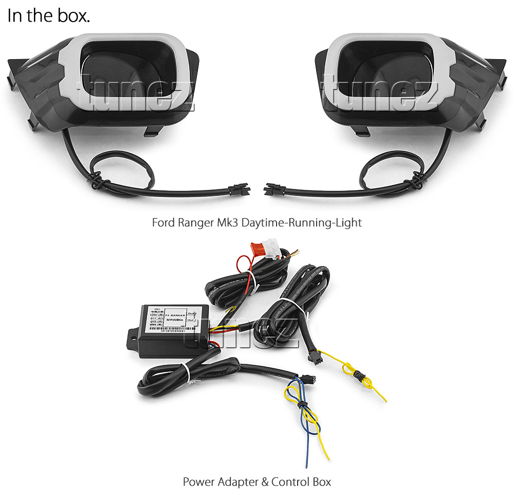 DRL21 Ford Ranger PX T6 MK3 MKIII XL XLS XLT 2019 2020 2021 OEM UK United Kingdom USA Australia Europe Daytime Day Running Light DRL Day-Running-Light Lamp Front Lights Light Turn Signal Indicators Set Kit For Car Aftermarket Pair Tunez