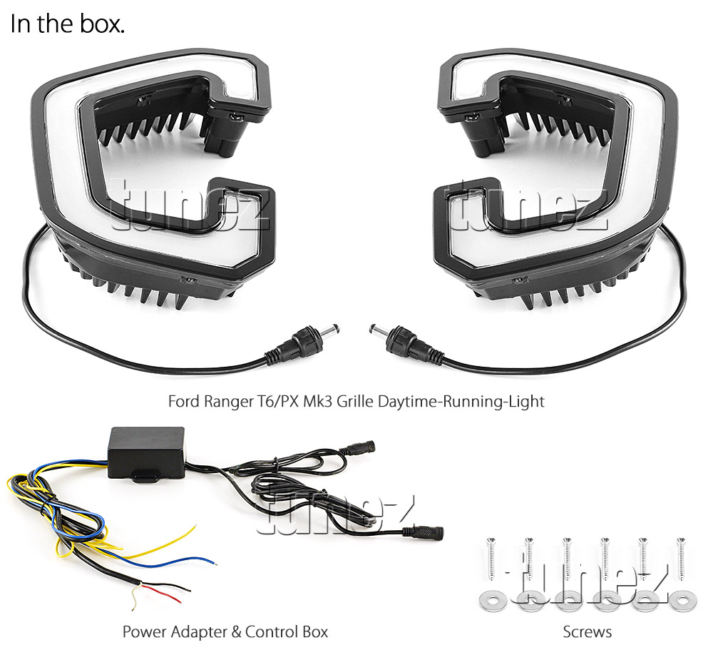 DRL25 Ford Ranger PX T6 MK3 MKIII Series Wildtrak XL XLS XLT FX4 Limited2 Limited 2 LED Fog Light UK United Kingdom USA Australia Europe Daytime Day Running Light DRL Day-Running-Light Lamp Front Lights White Turn Signal For Car Aftermarket Pair 2018 2019 2020 2021