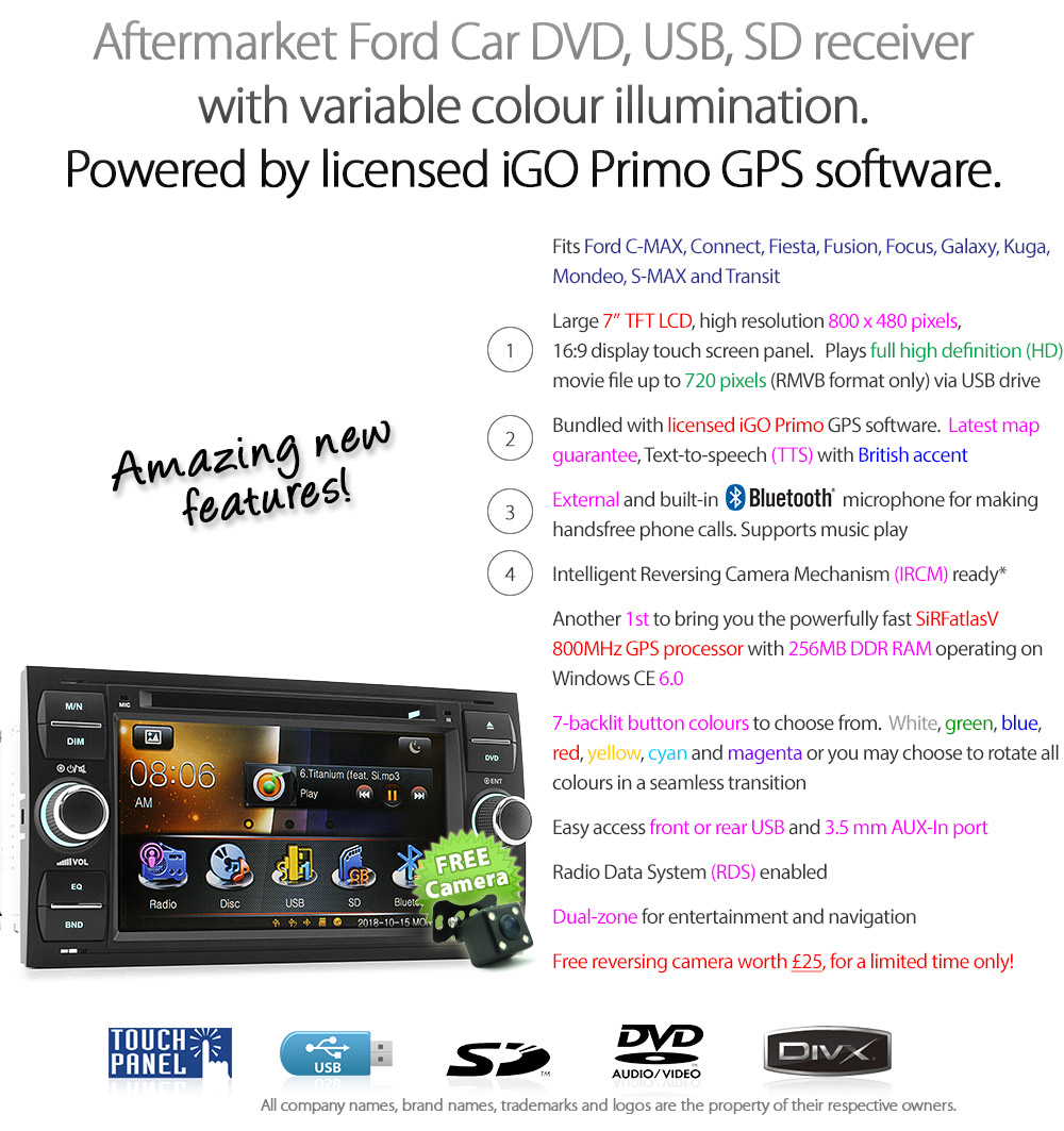 Ford Focus Transit C S-Max Fiesta Fusion Galaxy Car DVD GPS Radio