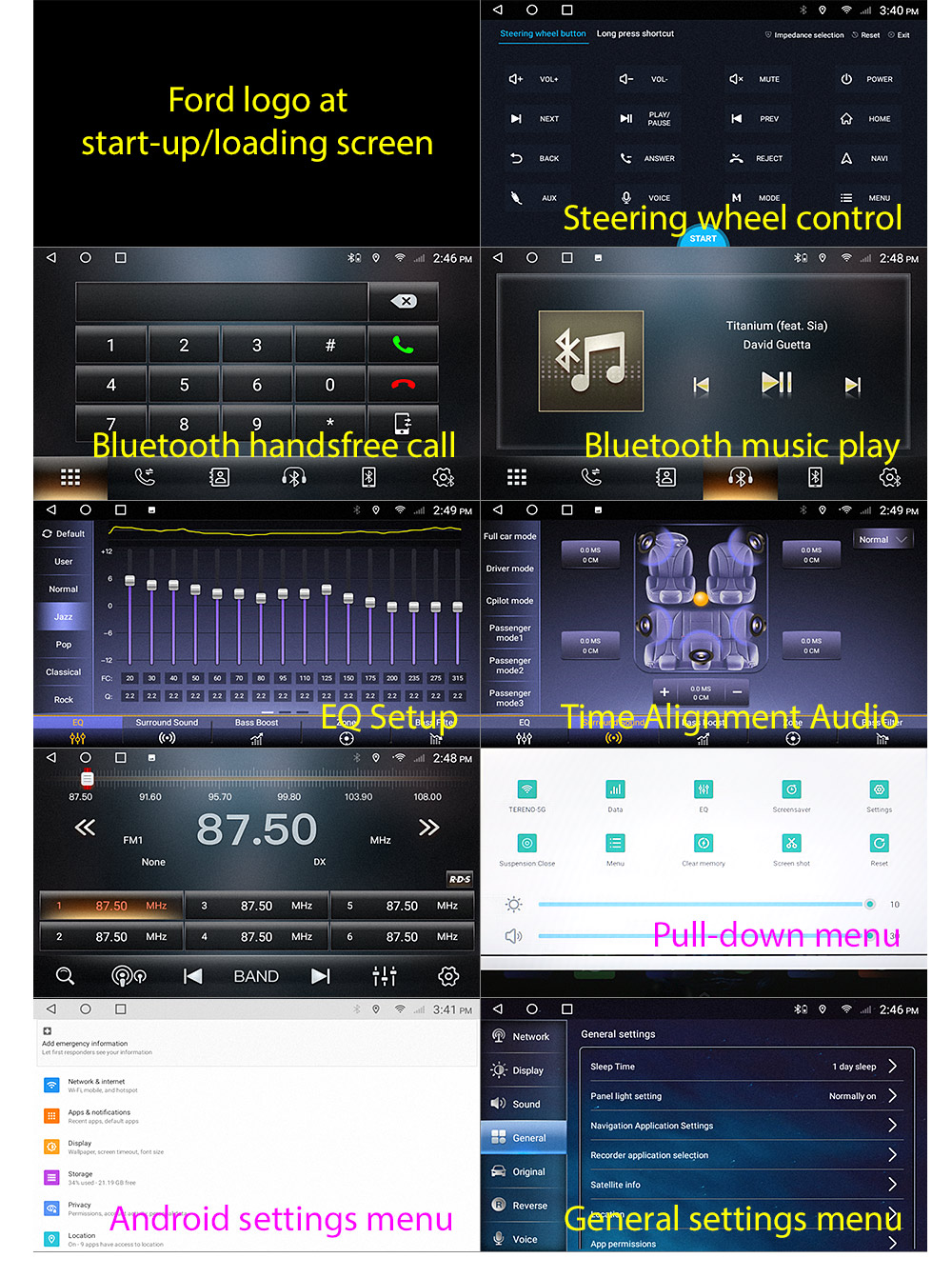 FF31AND GPS Aftermarket Ford Focus 2nd Second Generation Gen Europe European Australia LS ST LV Series MK2 Chassis Year 2005 2006 2007 2008 2009 2010 2011 capacitive 9 inches touchscreen Universal Double DIN Latest Australia UK European USA Original CarPlay Android Auto 10 Car USB player radio stereo 4G LTE WiFi head unit details Aftermarket External and Internal Microphone Bluetooth Europe Sat Nav Navi Plug and Play ISO Plug Wiring Harness Matching Fascia Kit Facia Free Reversing Camera Album Art ID3 Tag RMVB MP3 MP4 AVI MKV Full High Definition FHD 1080p DAB+ Digital Radio DAB + Connects2 CTSIZ001.2