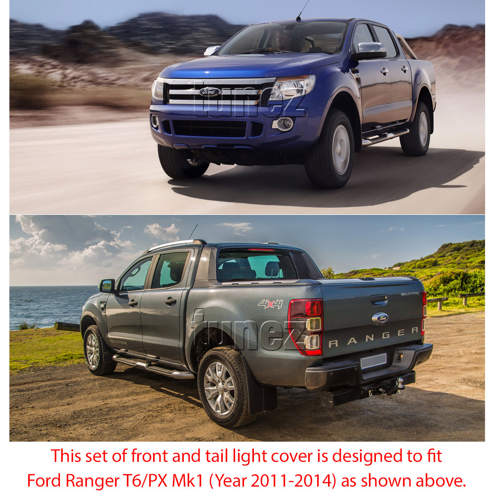 FRM16 Ford Ranger PX MK1 MKI T6 Wildtrak XL XLS XLT Limited2 Limited 2 LED Smoked Tail Rear Lamp Lights Cover Guard Protector For Car Smoke AT Taillights Rear Lamp Light Aftermarket Pair Set 2011 2012 2013 2014 2015 Pre-facelift FX4 Raptor Rhino Matte Matt Black Edition Cobra