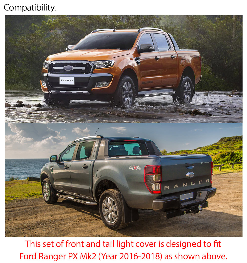 FRM07 Ford Ranger PX MK2 MKII T6 Wildtrak XL XLS XLT Limited 2 Limited2 LED Smoked LED Tail Rear Lamp Lights For Car Smoke AT Taillights Rear Lamp Light Aftermarket Pair 2016 2017 2018