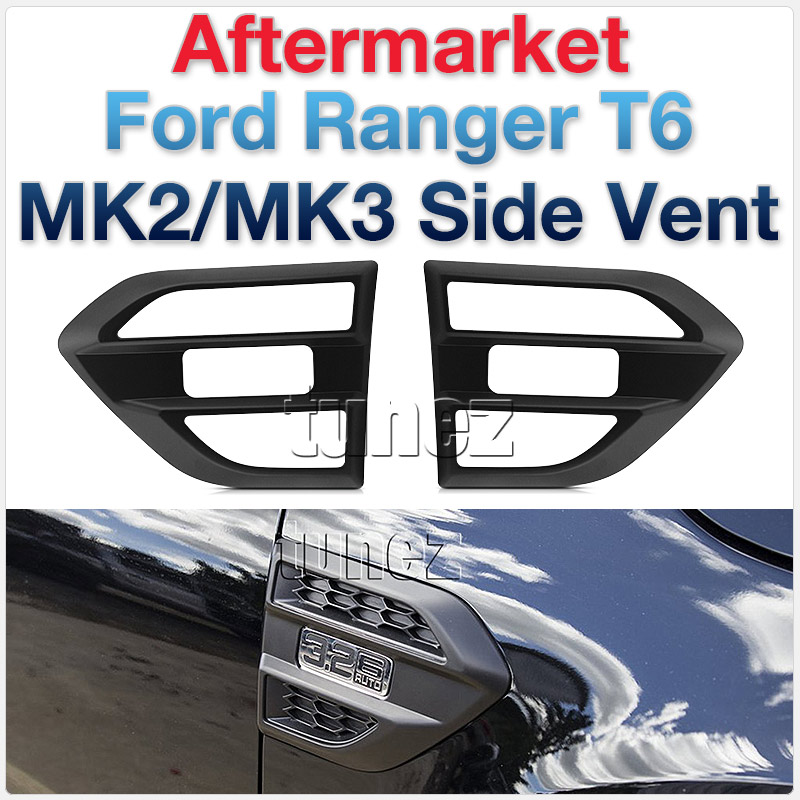 FRM02SV Ford Ranger PX MK2 MK3 MKII MKIII T6 Wildtrak XL XLS XLT FX4 Limited 2 Side Mirror Vent Cover Matte Matt Black Edition M-Sport Look Style For Car Aftermarket Pair 2015 2016 2017 2018 2019 2020