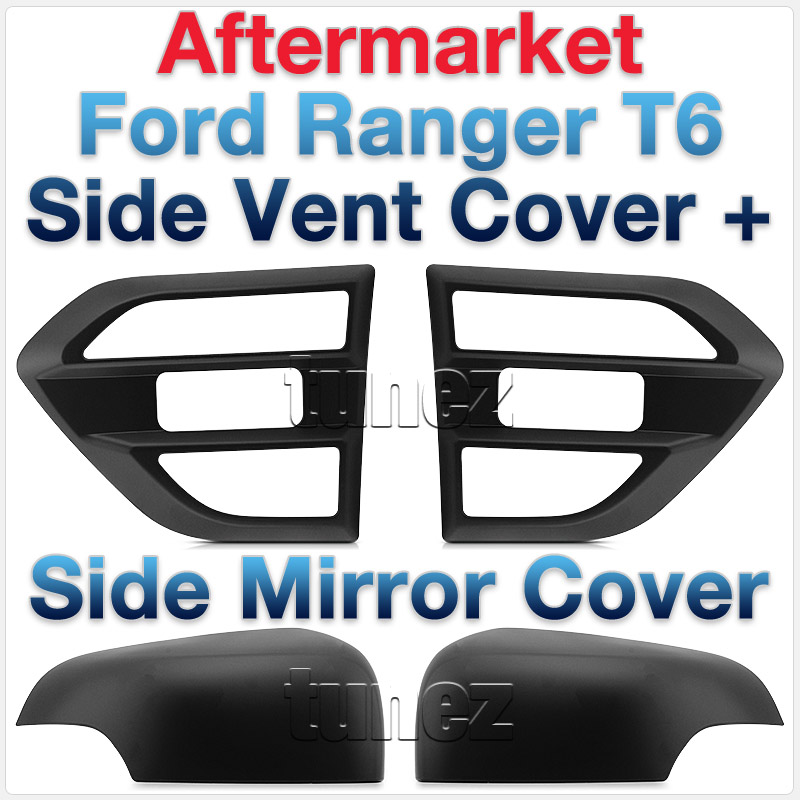 FRM02 Ford Ranger PX MK2 MK3 MKII MKIII T6 Wildtrak XL XLS XLT Limited 2 Side Mirror Vent Cover Matte Matt Black FX4 M-Sport Look For Car Aftermarket Pair 2015 2016 2017 2018 2019 2020 Australia United Kingdom UK European Europe USA tunez