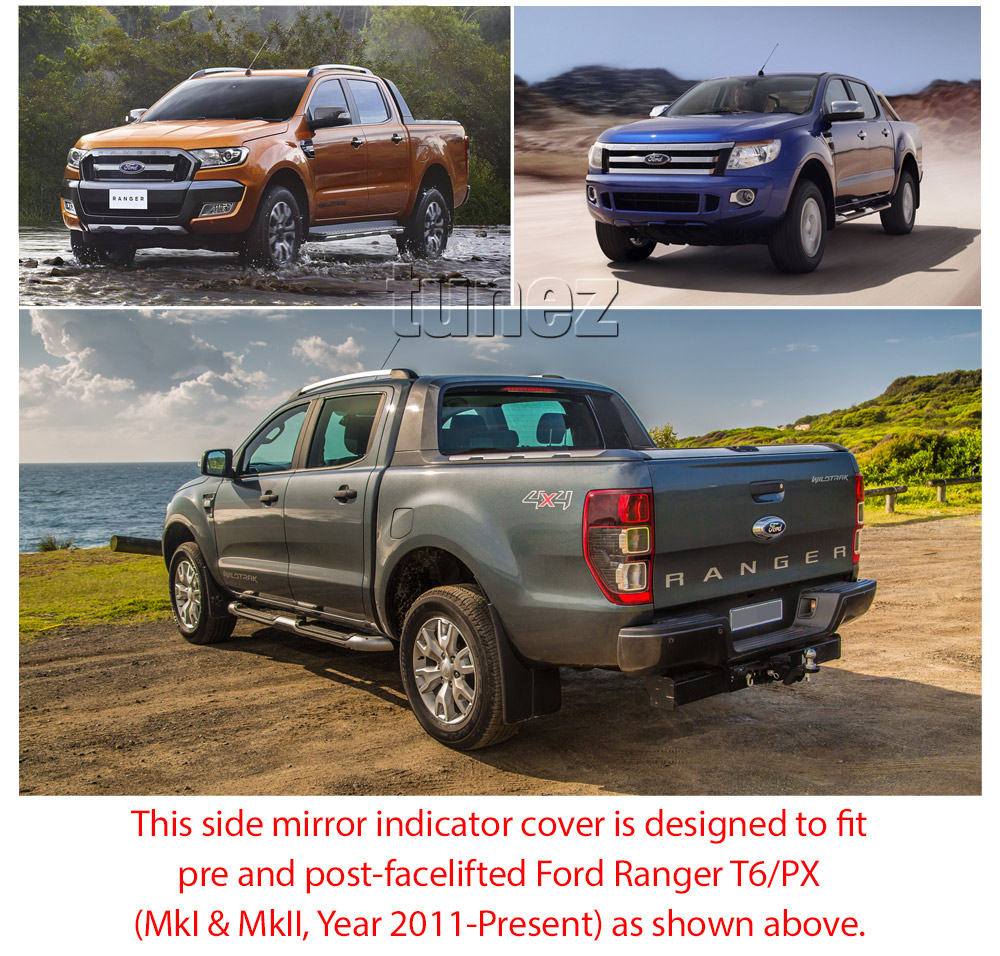 FRM06 Ford Ranger PX MK1 MK2 MKII MKI T6 Wildtrak XL XLS XLT Limited 2 Limited2 Side Mirror Vent Cover Indicator Signal Light Matte Matt Black FX4 M-Sport Look For Car Aftermarket Pair 2011 2012 2013 2014 2015 2016 2017 2018 2019