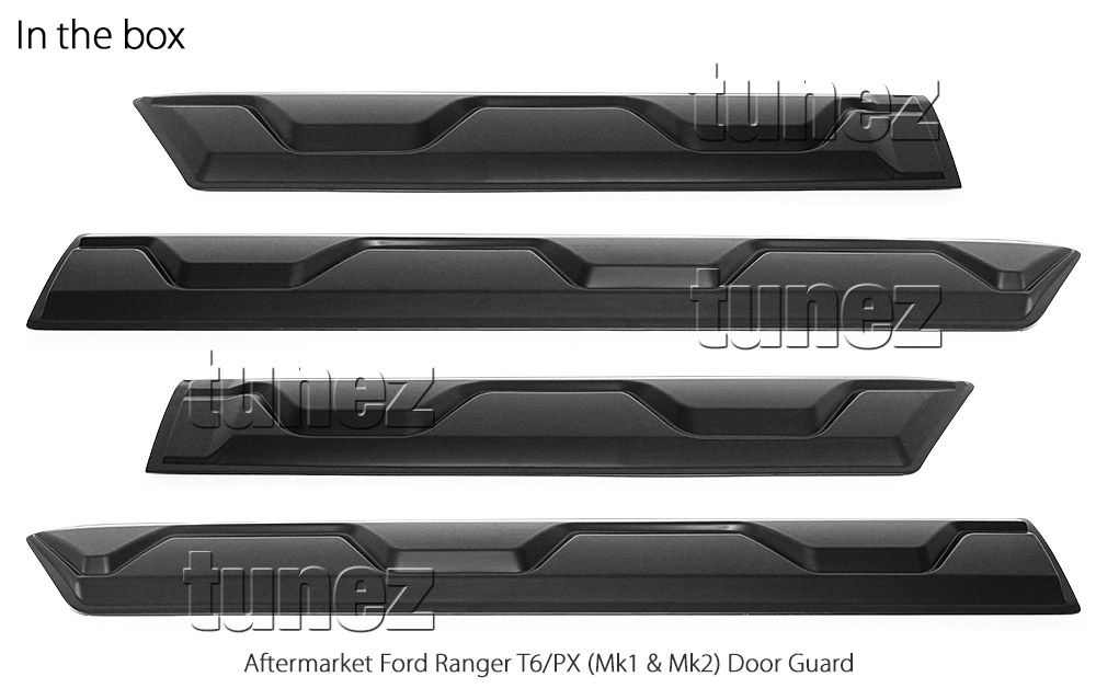 FRM10 Ford Ranger PX T6 MK1 MK2 PX1 PX2 XL XLT XLS Wildtrak Limited2 Limited 2 Set 4 piece Door Panel Bumper Cladding Guard Protector Rhino ABS Trim Generation Gen 2011 2012 2013 2014 2015 2016 2017 2018 2019 Matt Matte Material Black OEM Fitting Aftermarket