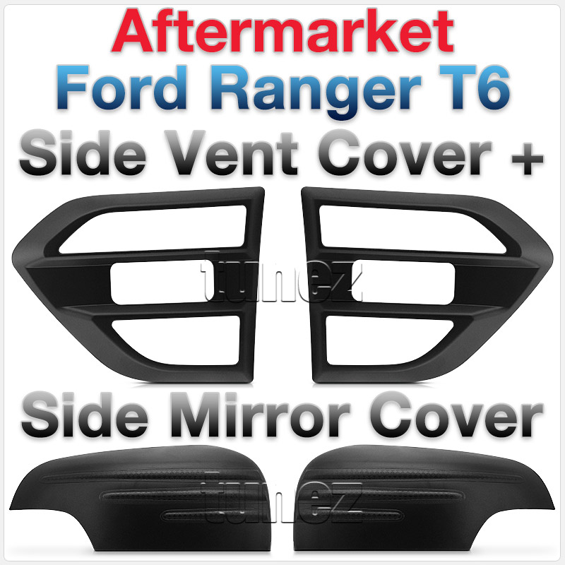 FRM02 FRM11 Ford Ranger PX MK2 MK3 MKII MKIII T6 Wildtrak XL XLS XLT Limited 2 Limited2 Side Mirror Vent Cover Matte Matt Black FX4 M-Sport Raptor Look For Car Aftermarket Pair 2015 2016 2017 2018 2019