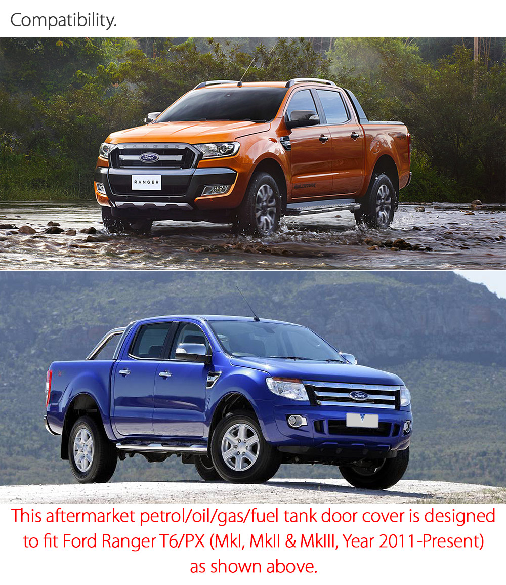 FRM13 Ford Ranger PX MK1 MK2 MKII MKI T6 Wildtrak XL XLS XLT Limited2 Matte Matt Black Petrol Oil Gas Fuel Tank Door Cover ABS Plastic Frame Mask 3M For Car Truck Aftermarket Year 2011 2012 2013 2014 2015 2016 2017 2018 Australia UK European USA tunez
