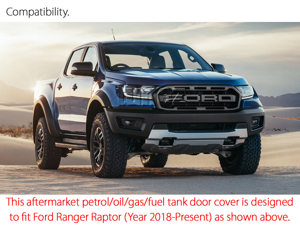 FRM20 Ford Ranger T6 PX Raptor Ute 2.0 TDCi Bi-Turbo Bi Turbo Matte Matt Black Petrol Oil Gas Fuel Tank Door Cover ABS Plastic Frame Mask 3M For Car Truck Aftermarket Year 2018 2019 2020 2021 Australia UK European USA tunez