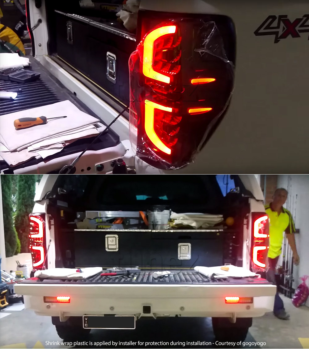 FRR01 Ford Ranger PX MK1 MK2 MKII MKI T6 Wildtrak XL XLS XLT LED Smoked LED Tail Rear Lamp Lights For Car Smoke AT Taillights Rear Lamp Light Aftermarket Pair