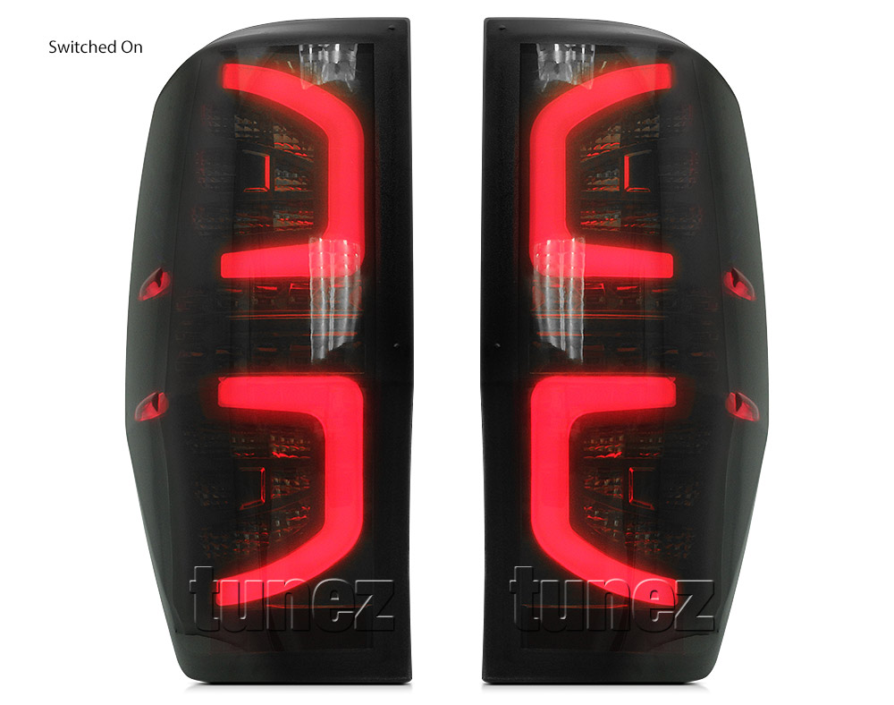 FRR01 Ford Ranger PX MK1 MK2 MKII MKI T6 Wildtrak XL XLS XLT LED Smoked LED Tail Rear Lamp Lights For Car Smoke AT Taillights Rear Lamp Light Aftermarket Pair