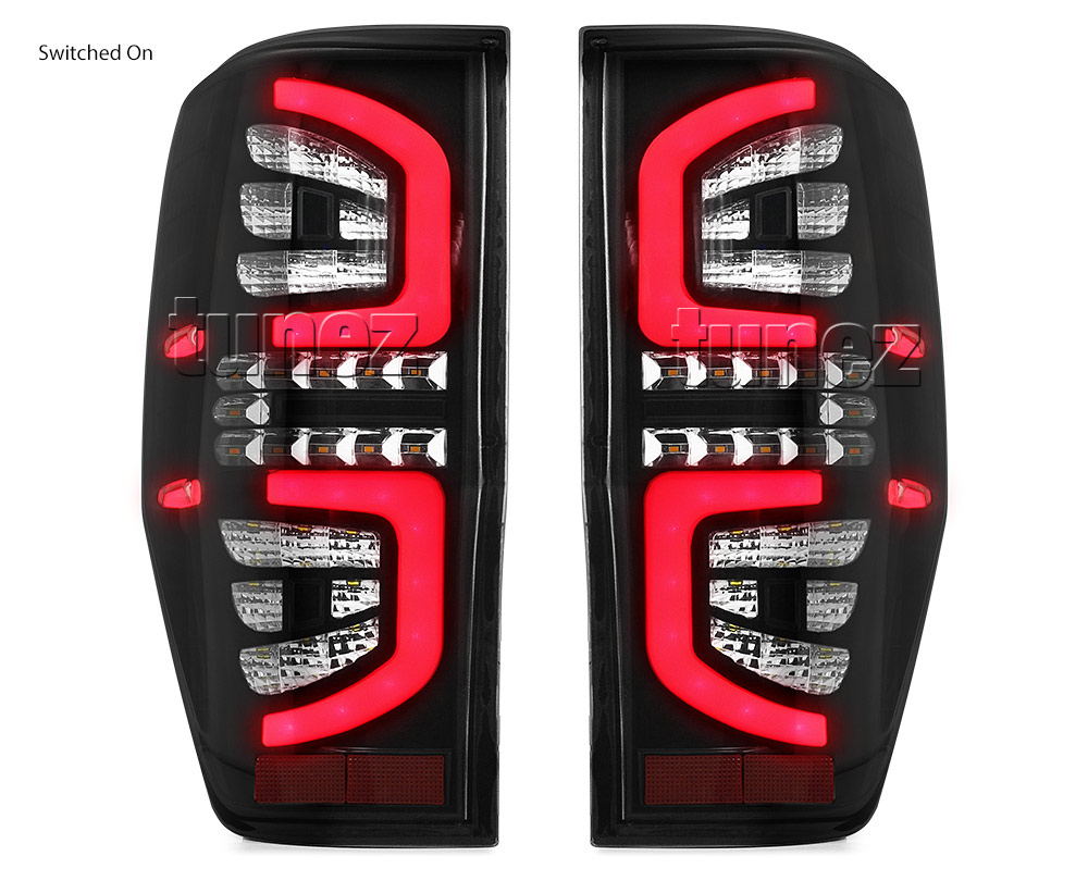 FRR02 Ford Ranger PX MK1 MK2 MKII MKI T6 Wildtrak XL XLS XLT LED Limited2 Limited 2 Clear Transparent LED Tail Rear Lamp Lights For Car AT Taillights Rear Lamp Light Aftermarket Pair