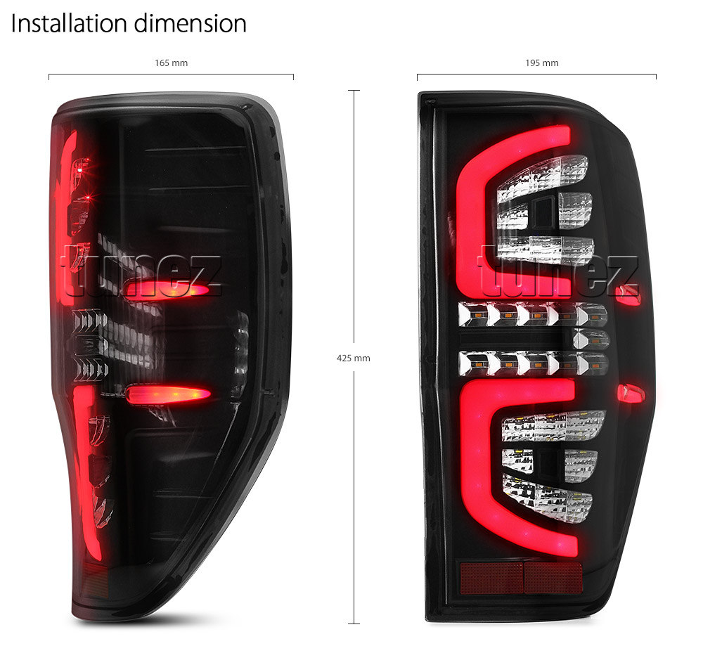 FRR02 Ford Ranger PX MK1 MK2 MKII MKI T6 Wildtrak XL XLS XLT LED Limited2 Limited 2 Clear Transparent LED Tail Rear Lamp Lights For Car AT Taillights Rear Lamp Light Aftermarket Pair