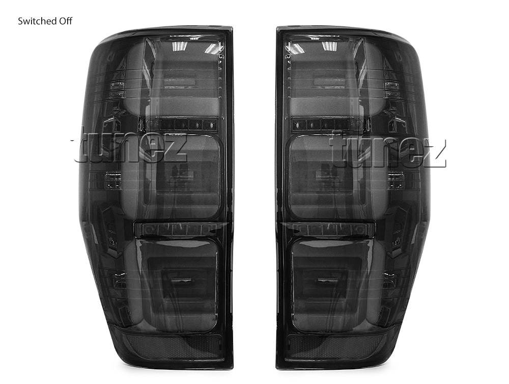FRR12 Ford Ranger PX T6 Raptor Smoked Smoke Black Edition Styled Three U 3U Design LED Tail Rear Lamp Lights For Car Autotunez Tunez Taillights Rear Light OEM Aftermarket Pair Set 2018 2019 2020 2021 OEM Manufacturer Premier Series 1-Year 12-month Warranty Style Look 2.0 Bi Turbo CDI Bi-Turbo