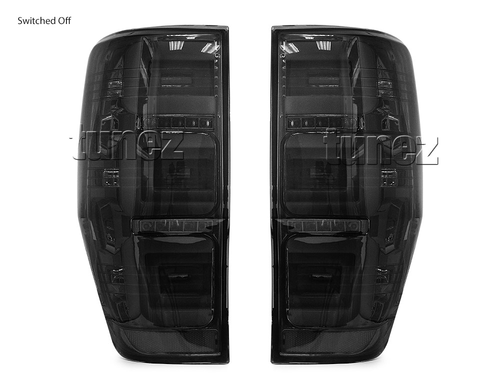 FRR03 Ford Ranger PX T6 MK1 MK2 MKII MKI Wildtrak XL XLS XLT Limited2 Limited 2 Smoked Smoke 3 Three LED Tail Rear Lamp Lights For Car Autotunez Tunez Taillights Rear Lamp Light Aftermarket Pair Raptor 2011 2012 2013 2014 2015 2016 2017 2018 2019