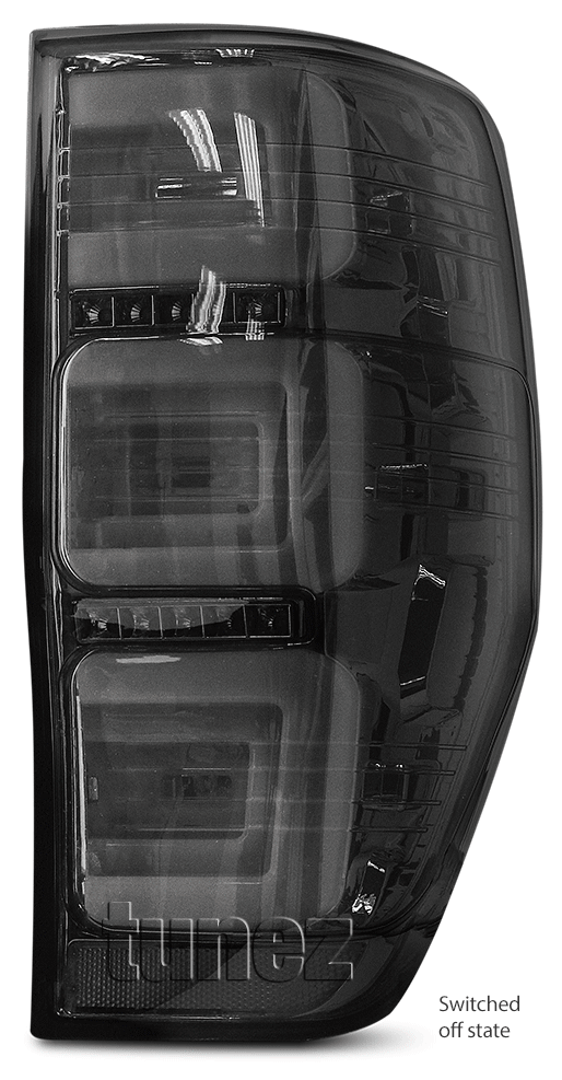FRR12 Ford Ranger PX T6 Raptor Smoked Smoke Black Edition Styled Three U 3U Design LED Tail Rear Lamp Lights For Car Autotunez Tunez Taillights Rear Light OEM Aftermarket Pair Set 2018 2019 2020 2021 OEM Manufacturer Premier Series 1-Year 12-month Warranty Style Look 2.0 Bi Turbo CDI Bi-Turbo
