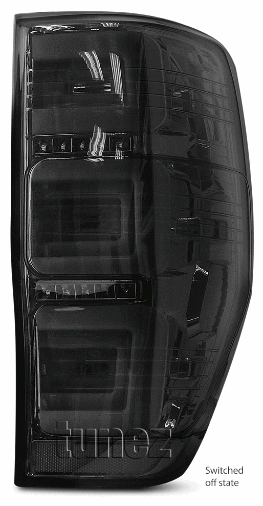 FRR03 Ford Ranger PX T6 MK1 MK2 MKII MKI Wildtrak XL XLS XLT Limited2 Limited 2 Smoked Smoke 3 Three LED Tail Rear Lamp Lights For Car Autotunez Tunez Taillights Rear Lamp Light Aftermarket Pair Raptor 2011 2012 2013 2014 2015 2016 2017 2018 2019