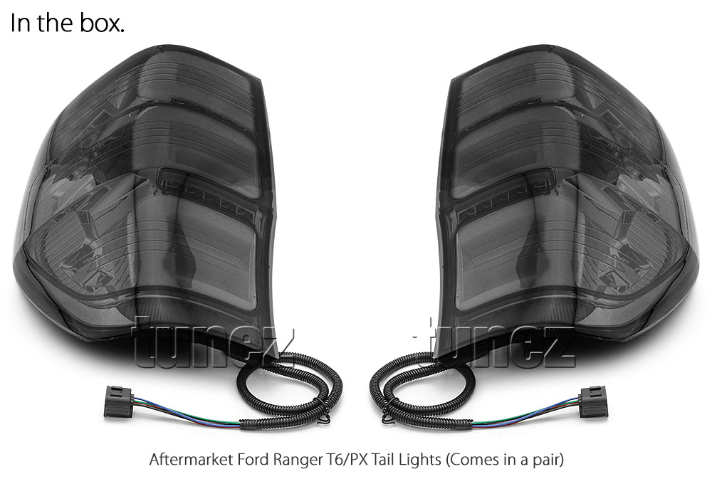 FRR03 Ford Ranger PX T6 MK1 MK2 MKII MKI Wildtrak XL XLS XLT Limited2 Limited 2 Smoked Smoke 3 Three LED Tail Rear Lamp Lights For Car Autotunez Tunez Taillights Rear Lamp Light Aftermarket Pair Raptor 2011 2012 2013 2014 2015 2016 2017 2018 2019
