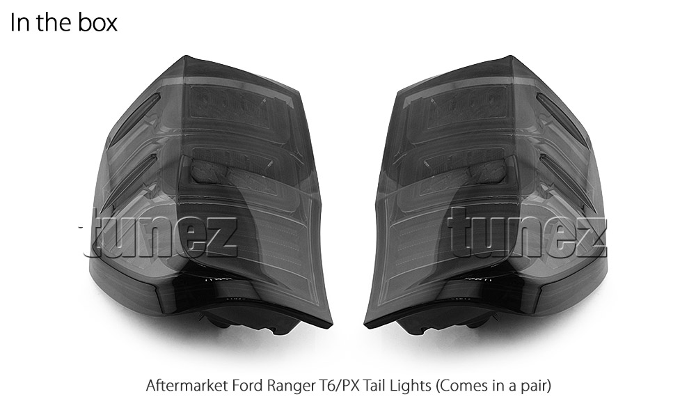 FRR08 Ford Ranger PX T6 MK1 MK2 MKI MKII MKIII MK3 Raptor Wildtrak XL XLS XLT Limited2 Limited 2 Smoked Smoke 3 Three LED Tail Rear Lamp Lights For Car Autotunez Tunez Taillights Rear Lamp Light Aftermarket Pair Set Raptor 2011 2012 2013 2014 2015 2016 2017 2018 2019 Sequential Motion Turn Signal Indicators OEM Manufacturer Premier Series 24-months 2-Year Warranty Land Rover Discovery Style Look