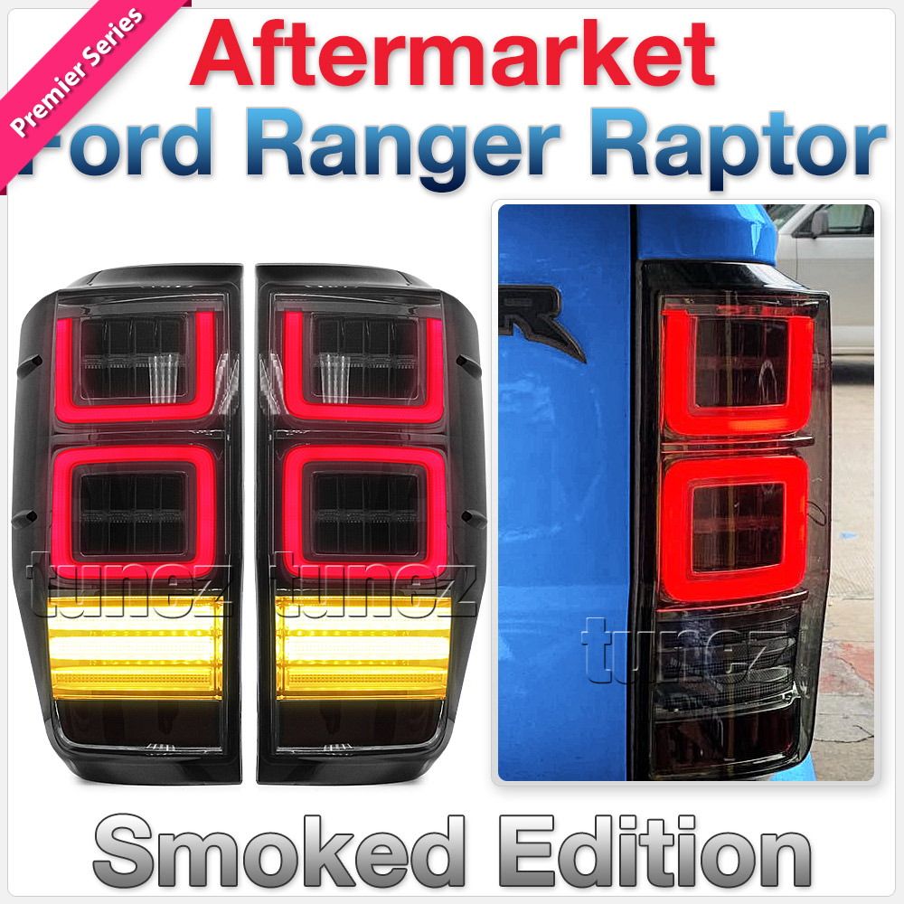 Tunez Smoked LED Tail Rear Lamp Lights For Ford Ranger Raptor T6 PX Smoke Ozproz