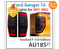 FRR09 Ford Ranger PX T6 MK1 MK2 MK3 MKI MKII MKIII Raptor FX4 Wildtrak XL XLS XLT Limited2 Limited 2 Smoked Smoke F-150 F150 Styled Three LED Tail Rear Lamp Lights For Car Autotunez Tunez Taillights Rear Light OEM Aftermarket Pair Set Raptor 2011 2012 2013 2014 2015 2016 2017 2018 2019 2020 2021 Turn Signal Indicators OEM Manufacturer Premier Series 1-Year 12-month Warranty Style Look