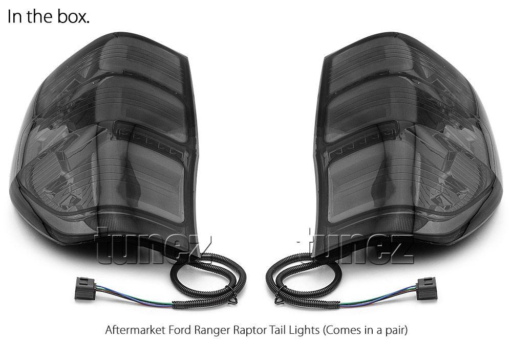 FRR03 Ford Ranger PX T6 MK1 MK2 MKII MKI Wildtrak XL XLS XLT Limited2 Limited 2 Smoked Smoke 3 Three LED Tail Rear Lamp Lights For Car Autotunez Tunez Taillights Rear Lamp Light Aftermarket Pair Raptor 2011 2012 2013 2014 2015 2016 2017 2018 2019