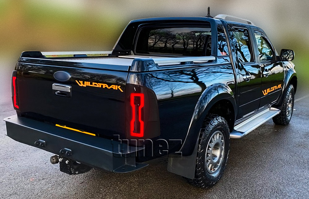FRR18 Ford Ranger T5 PJ PK Mk1 Mk2 2007 2008 2009 2010 2011 XL XLT Hi-Rider Wildtrak Trim Edition Version Smoke Smoked Sequential Turn Signal Replacement OEM Standard Original Replace A Pair Set Left Right Side LH RH ABS Back Rear Tail Light Tail Lamp Head Taillights LED Bulb Type Aftermarket Tunez