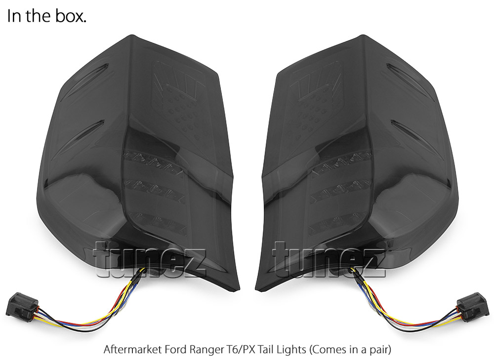 FRR21 Ford Ranger PX T6 Raptor Smoked Smoke F-150 F150 Falcon Wing Black Edition Styled Three LED Tail Rear Lamp Lights For Car Autotunez Tunez Taillights Rear Light OEM Aftermarket Pair Set 2018 2019 2020 2021 OEM Manufacturer Premier Series 1-Year 12-month Warranty Style Look 2.0 Bi Turbo CDI Bi-Turbo