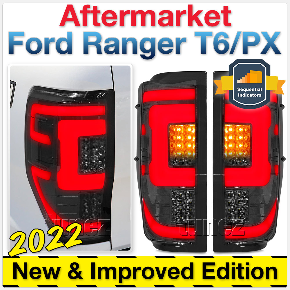 FRR20 Ford Ranger PX T6 Raptor Smoked Smoke F-150 F150 Falcon Wing Black Edition Styled Three LED Tail Rear Lamp Lights For Car Autotunez Tunez Taillights Rear Light OEM Aftermarket Pair Set 2018 2019 2020 2021 OEM Manufacturer Premier Series 1-Year 12-month Warranty Style Look 2.0 Bi Turbo CDI Bi-Turbo