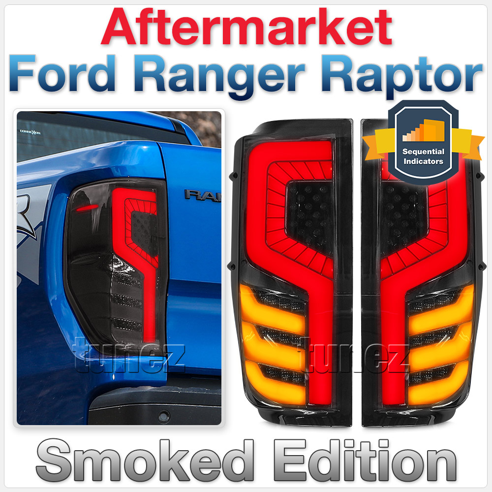 FRR21 Ford Ranger PX T6 Raptor Smoked Smoke F-150 F150 Falcon Wing Black Edition Styled Three LED Tail Rear Lamp Lights For Car Autotunez Tunez Taillights Rear Light OEM Aftermarket Pair Set 2018 2019 2020 2021 OEM Manufacturer Premier Series 1-Year 12-month Warranty Style Look 2.0 Bi Turbo CDI Bi-Turbo