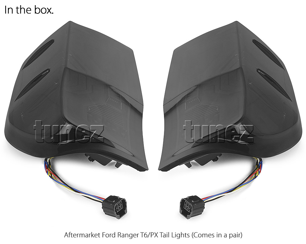 FRR22 Ford Ranger PX T6 MK1 MK2 MKI MKII MKIII MK3 Wildtrak XL XLS XLT Limited 2 Black Edition Smoked Smoke 2022 three-dimensional 3D Edition Full LED Tail Rear Lamp Lights For Car Truck Taillights Light Aftermarket Australia United Kingdom UK European Europe Pair Set Left Right 2011 2012 2013 2014 2015 2016 2017 2018 2019 2020 2021 Sequential Motion Turn Signal Indicators Reversing Reverse Tunez