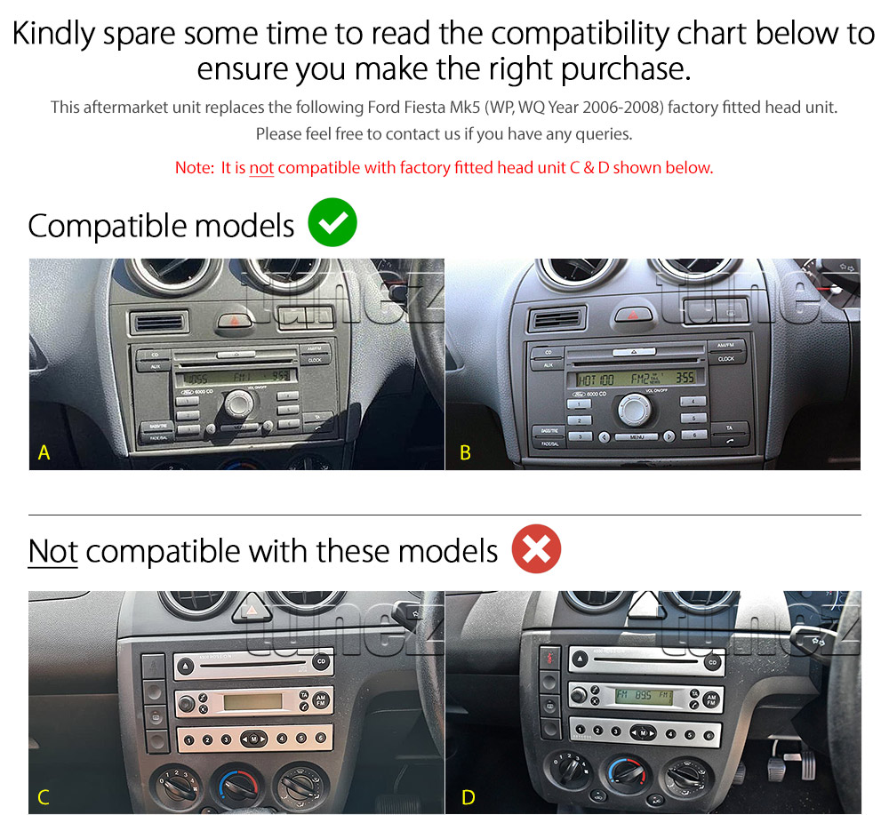 FST01AND GPS Aftermarket Ford Fiesta Mk5 WP WQYear 2006 2007 2008 touchscreen capacitive 9 inches touchscreen Universal Double DIN Latest Australia UK European USA Original CarPlay Android Auto 10 Car USB player radio stereo 4GdLTE WiFi head unit details Aftermarket External and Internal Microphone Bluetooth Europe Sat Nav Navi Plug and Play ISO Plug Wiring Harness Matching Fascia Kit Facia Free Reversing Camera Album Art ID3 Tag RMVB MP3 MP4 AVI MKV Full High Definition FHD 1080p DAB+ Digital Radio DAB + Connects2 CTSIZ001.2