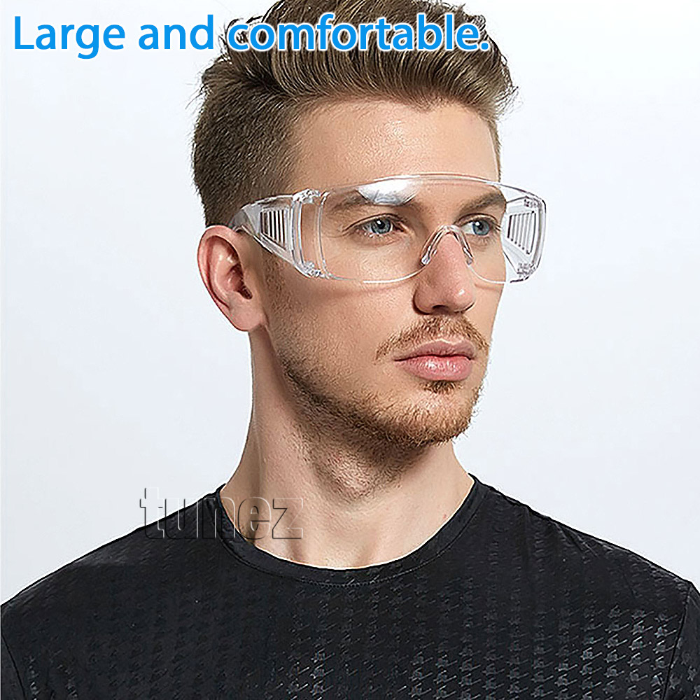 GG01 Surgical Medical Procedure Safety Protection Goggles Glasses Spectacles Eyewear Face Protective Hygiene Hygienically Shield Prevent Splashes Respiratory Droplets Pathogen Dustproof Light Weight Transparent Clear White Bacteria Guard Comfortable Prescription Glasses