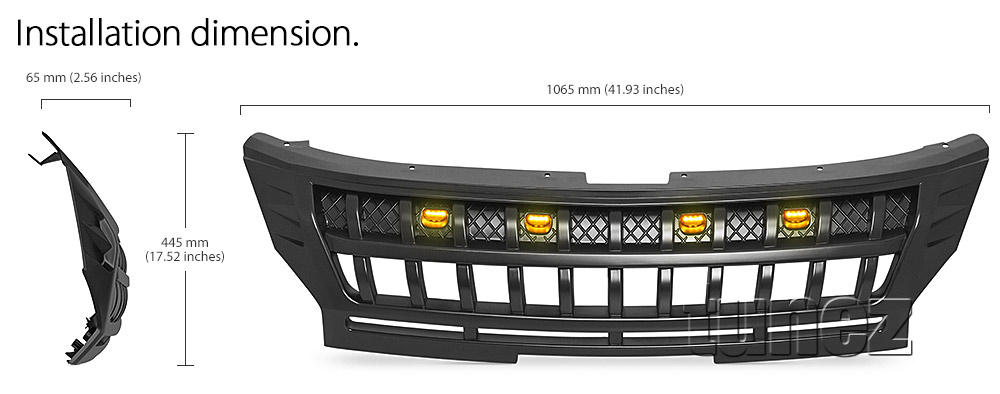 GMTR01 Mitsubishi Triton L200 5th Generation Gen Post-facelift Facelift Year 2018 2019 2020 2021 MR Chassis GLX + GLS Barbarian Warrior Titan Challenger Grille Grill Front Amber LED Light ABS Matte Matt Black OEM Fitting UK United Kingdom USA Australia Europe For Car Aftermarket 2019 2020 2021 2022