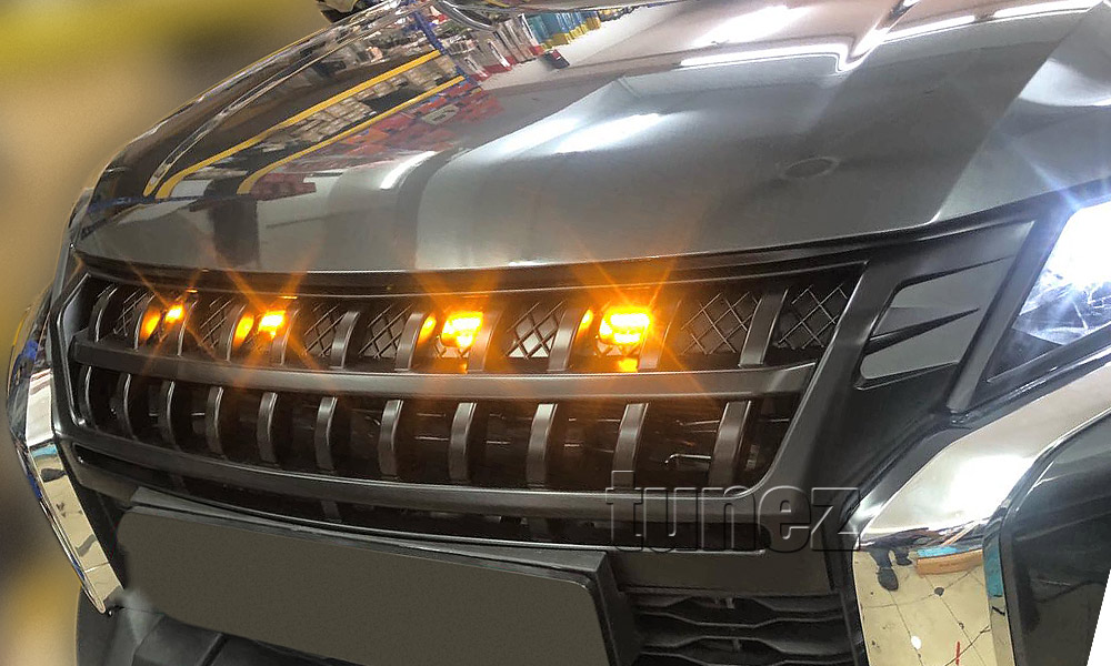 GMTR01 Mitsubishi Triton L200 5th Generation Gen Post-facelift Facelift Year 2018 2019 2020 2021 MR Chassis GLX + GLS Barbarian Warrior Titan Challenger Grille Grill Front Amber LED Light ABS Matte Matt Black OEM Fitting UK United Kingdom USA Australia Europe For Car Aftermarket 2019 2020 2021 2022