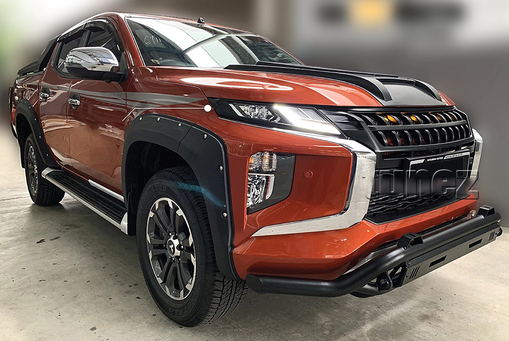 GMTR01 Mitsubishi Triton L200 5th Generation Gen Post-facelift Facelift Year 2018 2019 2020 2021 MR Chassis GLX + GLS Barbarian Warrior Titan Challenger Grille Grill Front Amber LED Light ABS Matte Matt Black OEM Fitting UK United Kingdom USA Australia Europe For Car Aftermarket 2019 2020 2021 2022