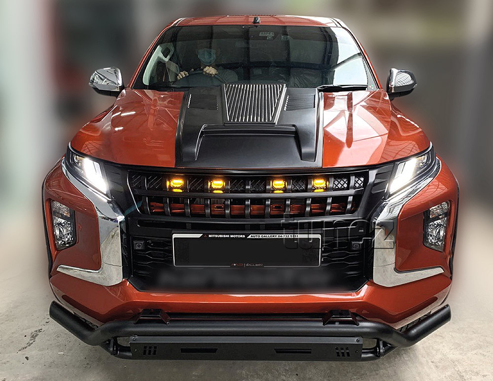 GMTR01 Mitsubishi Triton L200 5th Generation Gen Post-facelift Facelift Year 2018 2019 2020 2021 MR Chassis GLX + GLS Barbarian Warrior Titan Challenger Grille Grill Front Amber LED Light ABS Matte Matt Black OEM Fitting UK United Kingdom USA Australia Europe For Car Aftermarket 2019 2020 2021 2022