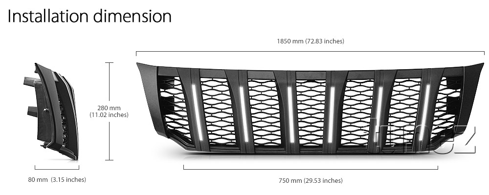 GNV01 Nissan Navara NP300 NP 300 D23 Series DX RX ST ST-X SL Visia Acenta Acenta+ N-Connecta Tekna Grill Grille With White LED Light ABS Matte Matt Black Nismo OEM Fitting UK United Kingdom USA Australia Europe For Car Aftermarket 2014 2015 2016 2017 2018 2019