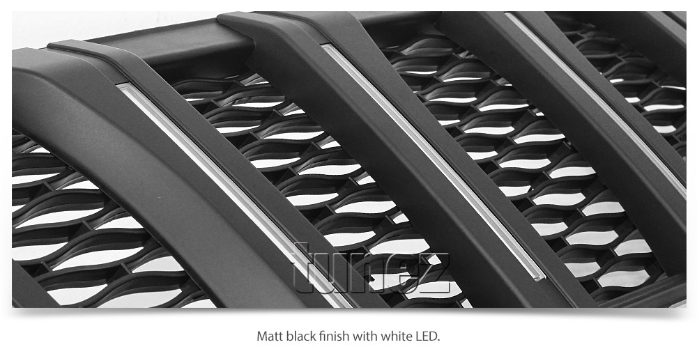 GNV01 Nissan Navara NP300 NP 300 D23 Series DX RX ST ST-X SL Visia Acenta Acenta+ N-Connecta Tekna Grill Grille With White LED Light ABS Matte Matt Black Nismo OEM Fitting UK United Kingdom USA Australia Europe For Car Aftermarket 2014 2015 2016 2017 2018 2019