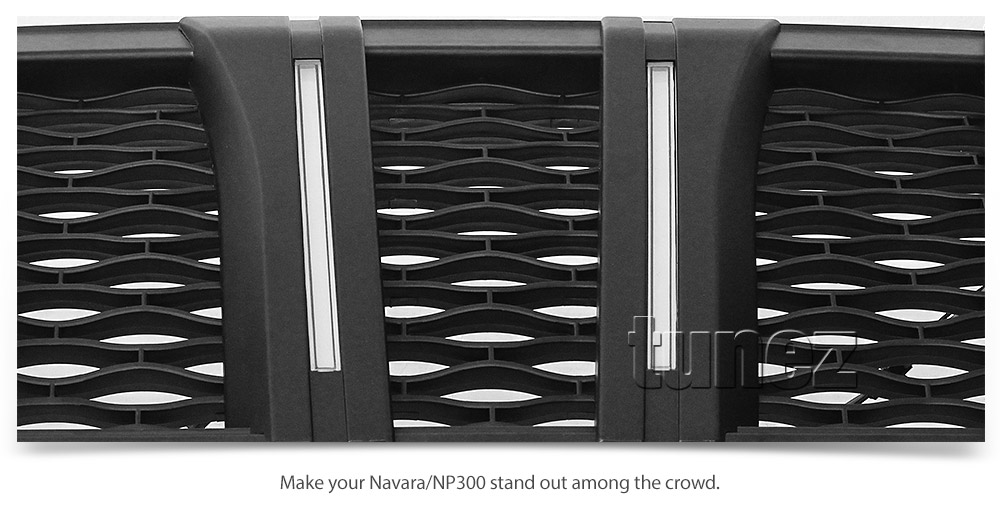 GNV01 Nissan Navara NP300 NP 300 D23 Series DX RX ST ST-X SL Visia Acenta Acenta+ N-Connecta Tekna Grill Grille With White LED Light ABS Matte Matt Black Nismo OEM Fitting UK United Kingdom USA Australia Europe For Car Aftermarket 2014 2015 2016 2017 2018 2019