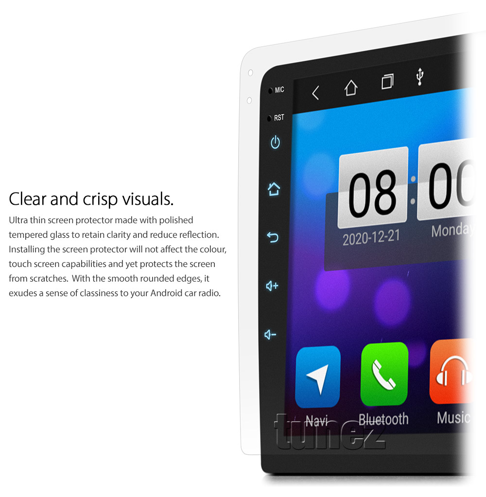 Car Android Player CarPlay 9-inch 10-inch Screen Protector Guard Tempered Glass Tough Cover Radio Stereo Player Head Unit Fascia Anti-Glare Anti-Scratch Durable Heavy Duty Tough Anti-Glare Smooth Thin Ultra Clear 