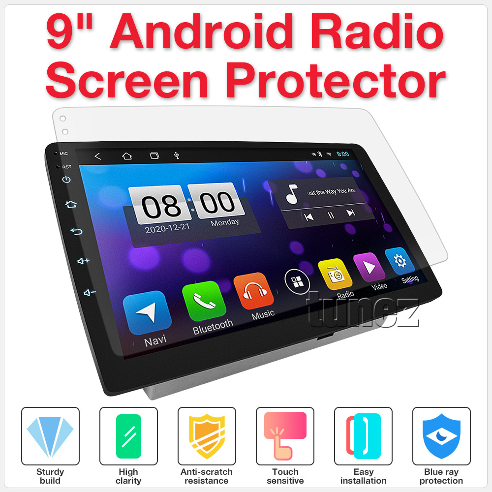 Car Android Player CarPlay 9-inch 10-inch Screen Protector Guard Tempered Glass Tough Cover Radio Stereo Player Head Unit Fascia Anti-Glare Anti-Scratch Durable Heavy Duty Tough Anti-Glare Smooth Thin Ultra Clear 